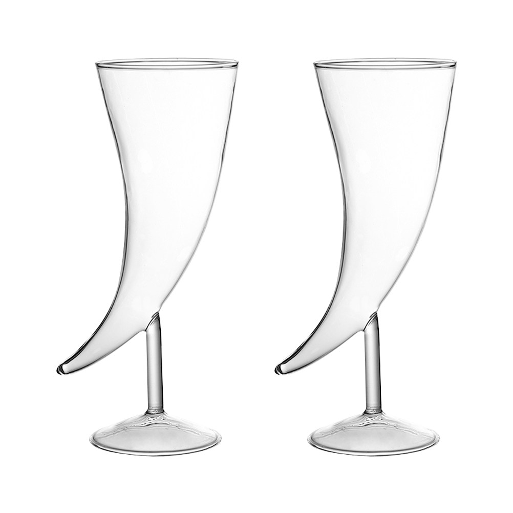 Home Bar Set - 2-teiliges Cocktailglas-Set aus Ochsenhorn, Premium-Glasbecher für