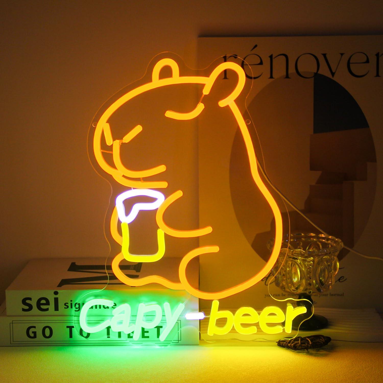 Capybara-Bier-Neonschild, USB- – Home Bar Lounge Bewertung und Preis