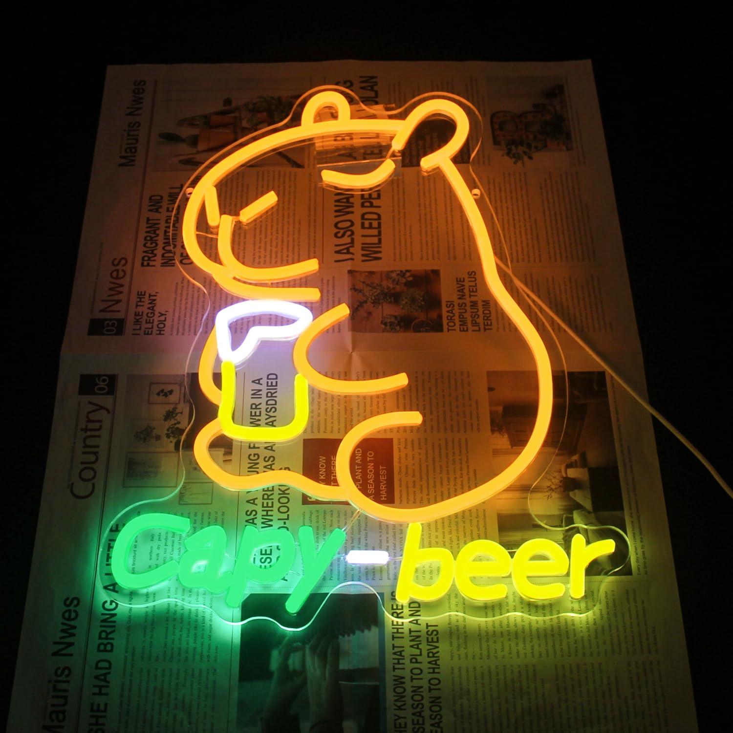 Capybara-Bier-Neonschild, USB- – Home Bar Lounge Bewertung und Preis
